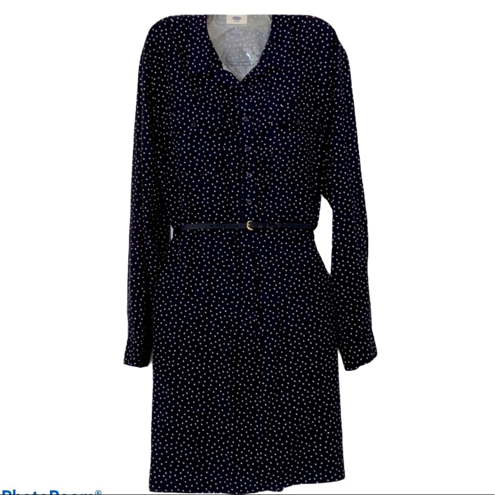 Old Navy Polk a Dot Black Shift Cotton Blend Above the Knee Dress size XL